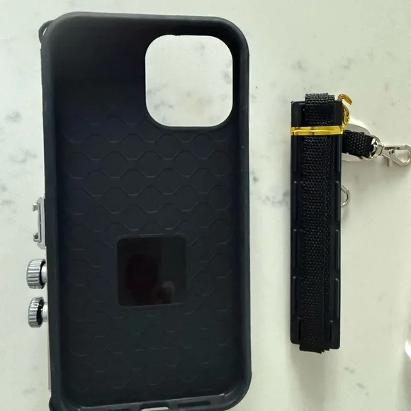 Retro Camera Design Phone Case - Black and Silver 13 Pro Max - Picture 2 of 4